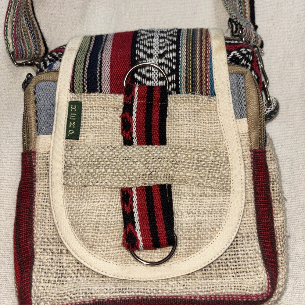 Himalayan Hemp Shoulder Cross Body Passport Travel Mini Bag Made In Nepal Boho - Picture 2 of 9
